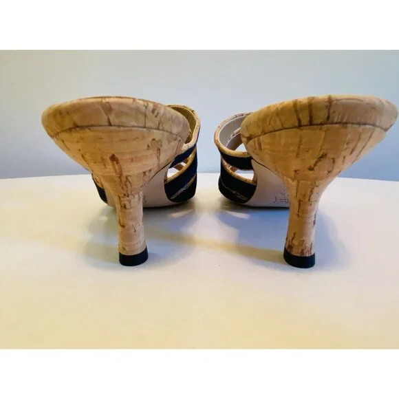 New Vaneli Matilda Blue Jean Sandal Side Women’s Size 7 1/2 N Low Heel Cork - Picture 5 of 14